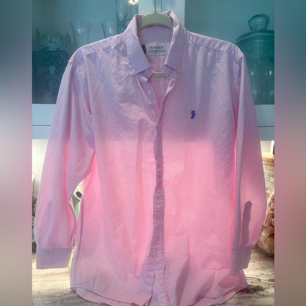 Men’s Polo by Seahorse Pink Casual Button Down Shirt